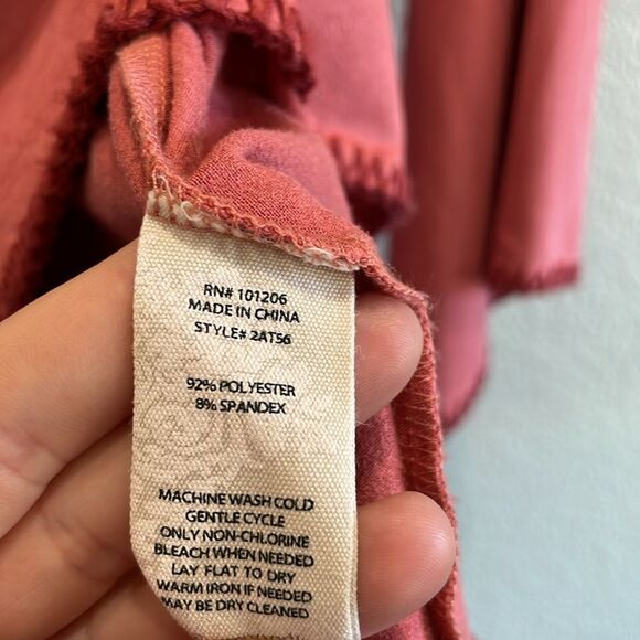 Soft Surroundings Beatrix Pink Faux Suede Bell Sleeve Tunic Size Small - Picture 5 of 8